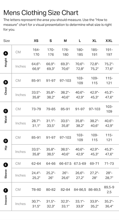 Size Chart Guide by Different Apparel Brands for Men and Women